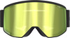 Skibrille mit gelber Spiegellinse und schwarzem Rahmen.