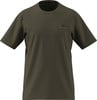 Dunkelgrünes Adidas-T-Shirt mit Logo auf der Brust.