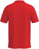 Rückansicht eines roten Poloshirts mit kurzen Ärmeln.