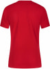 Rotes T-Shirt von vorne mit kurzen Ärmeln und Rundhalsausschnitt.