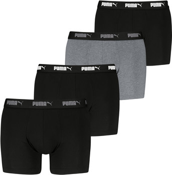 Ein Set aus schwarzen und grauen Puma Boxershorts für Herren mit Logo-Bund.