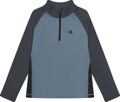 Graues Langarmshirt mit halbem Reißverschluss und Logo. Graues Langarmshirt mit halbem Reißverschluss und Logo.