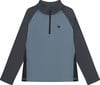 Graues Langarmshirt mit halbem Reißverschluss und Logo.