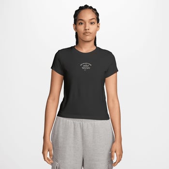 Schwarzes Nike T-Shirt für Damen mit Logo und Schriftzug