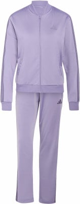 Lila Adidas Trainingsanzug mit Streifen an Ärmeln und Hosenbeinen. Lila Adidas Trainingsanzug mit Streifen an Ärmeln und Hosenbeinen.