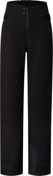 Schwarze Damen-Skihose mit hohem Bund und Reißverschluss.