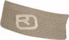 Grauer Strick-Schlauchschal mit kontrastierendem Logo.