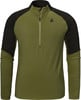 Grünes Herren-Langarmshirt mit halbem Reißverschluss und Logo.