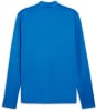 Blaues Langarmshirt mit Stehkragen und Reißverschluss.