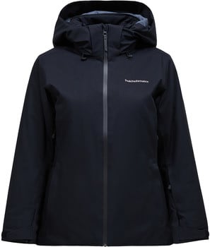 Schwarze Peak Performance Herrenjacke mit Kapuze und Reißverschluss.