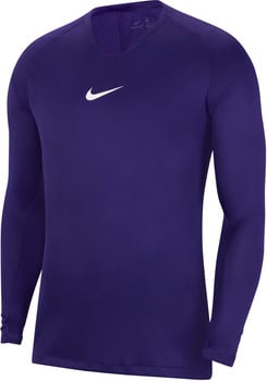 Lila Langarmshirt mit weißem Nike-Logo.