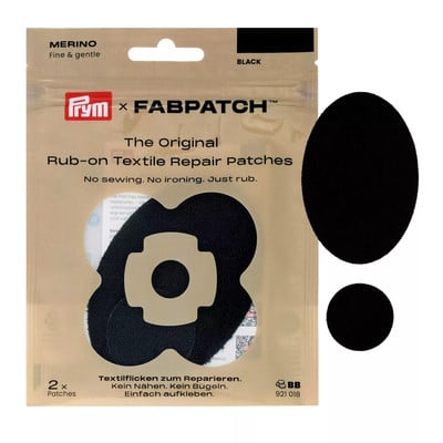 Schwarze Prym x Fabpatch Textilflicken für schnelle Reparaturen. Schwarze Prym x Fabpatch Textilflicken für schnelle Reparaturen.