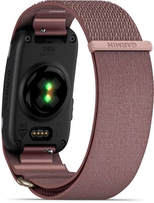 Rückseite eines Garmin Smartband mit optischem Herzfrequenzsensor. Rückseite eines Garmin Smartband mit optischem Herzfrequenzsensor.