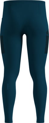 Dunkelblaue Leggings mit seitlichen Taschen und Logo am Bein. Dunkelblaue Leggings mit seitlichen Taschen und Logo am Bein.