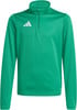 Grüner Adidas Kinderpullover mit kurzem Reißverschluss und Logo.