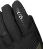 Detail schwarzer Handschuhe mit Reusch-Logo am Finger.