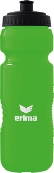 Grüne Wasserflasche mit schwarzem Deckel und Erima-Logo.