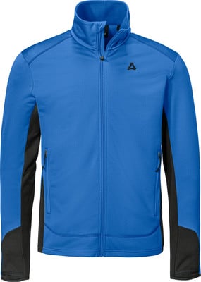 Blaue Herrenjacke mit schwarzen Einsätzen und Logo. Blaue Herrenjacke mit schwarzen Einsätzen und Logo.