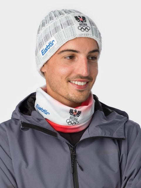 Eisbär Multifunktionstuch Val Di Fiemme – Schlauchschal Warm, Atmungsaktiv, Mit ÖOC-Logo, Rot-Weiß