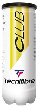 Weiße Dose mit Tennisbällen, Tecnifibre-Logo und Aufschrift CLUB.