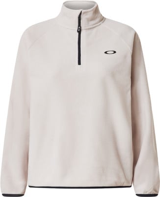 Hellbeige Oakley Fleecejacke mit kurzem Reißverschluss und Logo.