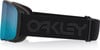 Schwarze Oakley-Skibrille mit blauer Spiegellinse und Logo.