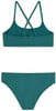 Grüner Damen-Bikini-Oberteil mit gekreuzten Trägern und Hose.