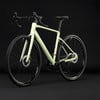 Hellgrünes Gravelbike mit schwarzen Rädern und schwarzer Sattelstütze.