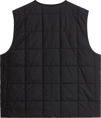 Schwarze gesteppte Weste ohne Ärmel mit Rundhalsausschnitt. Schwarze gesteppte Weste ohne Ärmel mit Rundhalsausschnitt.