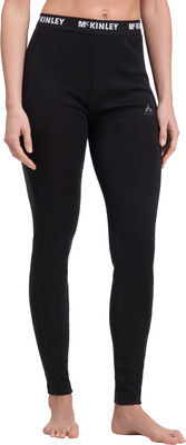 Damen schwarze McKinley Thermoleggings mit Logo auf der Seite. Damen schwarze McKinley Thermoleggings mit Logo auf der Seite.