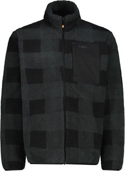 Herren-Fleecejacke von CMP mit Karomuster und Reißverschlusstasche.