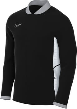 Schwarze Nike-Jacke mit weißem Logo und grauem Kragen.