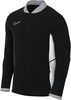 Schwarze Nike-Jacke mit weißem Logo und grauem Kragen.