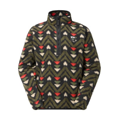 Grüner Fleece-Pullover mit Reißverschluss und Muster Grüner Fleece-Pullover mit Reißverschluss und Muster