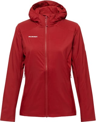 Rote Herrenjacke von Mammut mit Kapuze und Reißverschluss, ideal für Outdoor-Aktivitäten.
