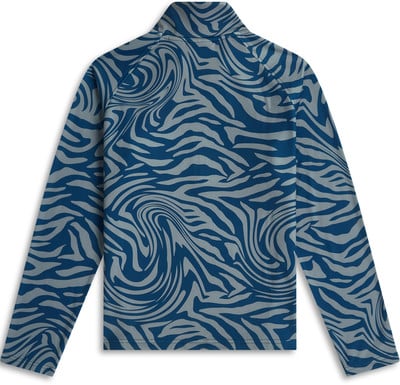 Damenpullover mit langen Ärmeln und blau-grauem Zebra-Print. Damenpullover mit langen Ärmeln und blau-grauem Zebra-Print.