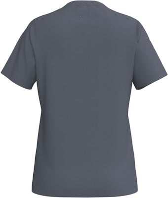 Rückansicht eines dunkelgrauen Kurzarm-T-Shirts Rückansicht eines dunkelgrauen Kurzarm-T-Shirts