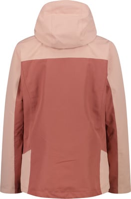 Rückansicht einer rosa Kapuzenjacke mit Farbblöcken. Rückansicht einer rosa Kapuzenjacke mit Farbblöcken.