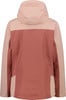 Rückansicht einer rosa Kapuzenjacke mit Farbblöcken.