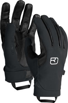 Schwarze Handschuhe mit Logo und MERINOINSIDE-Aufschrift.