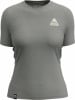 Graues Damen-T-Shirt mit kurzen Ärmeln und Berglogo.