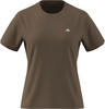 Braunes T-Shirt mit kurzen Ärmeln und Adidas-Logo auf der Brust.